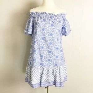 Vineyard Vines Womens Off The Shoulders Blue & White Dress Size XS